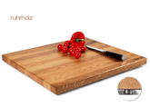 Schneidebrett aus Holz / Eiche | XL Holzbrett Küche | massives Küchenbrett 50 x 45 x 3 cm groß | rutschfeste Füße | Holzschneidebrett | Eichenbrett - ruhrholz
