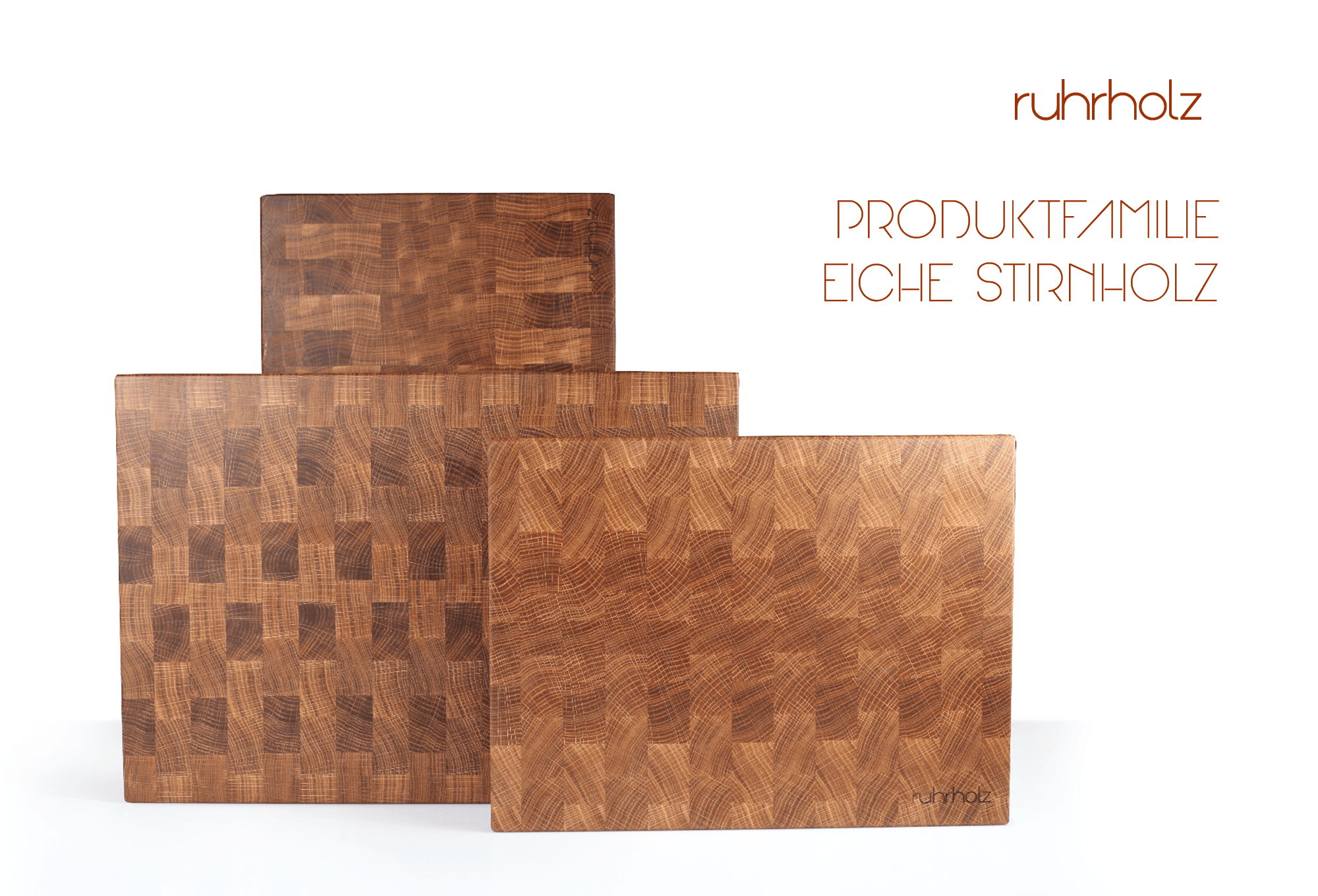 Schneidebrett aus Eiche Stirnholz - Größe 40 x 30 x 3 cm - rutschfeste Edelstahlfüße - ruhrholz